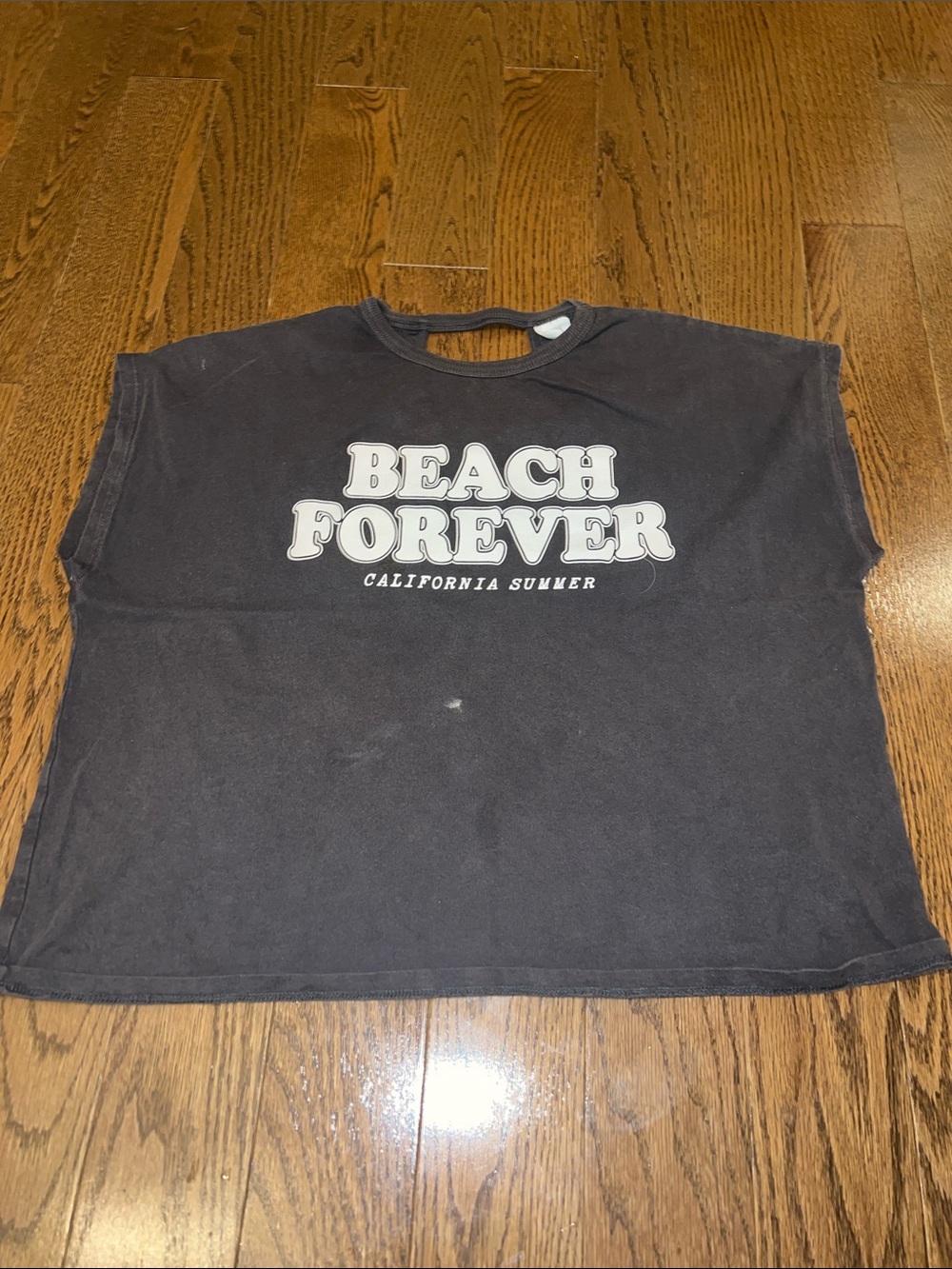 Zara Black 'Beach Forever' Graphic Short Sleeve Tee